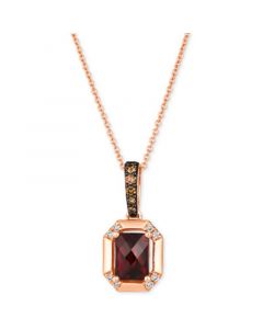 Pomegranate Garnet (1-3/8 ct. t.w.) & Diamond (1/8 ct. t.w.) Pendant Necklace in 14k Rose Gold, 18" + 2" extender