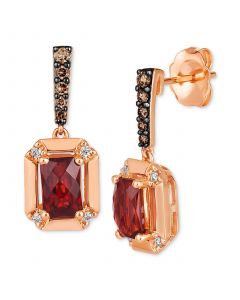 Pomegranate Garnet (1-1/6 ct. t.w.) & Diamond (1/6 ct. t.w.) Drop Earrings in 14k Rose Gold