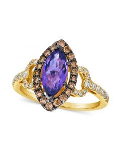 Grape Amethyst (1-1/5 ct. t.w.), Chocolate Diamonds (1/3 ct. t.w.) & Nude Diamonds (1/4 ct. t.w.) Marquise Ring in 14k Gold