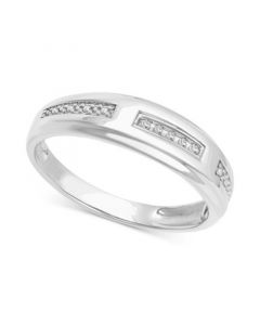 Men's Diamond Accent Wedding Band in 14k White Gold