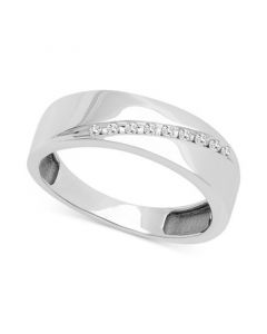 Men's Diamond Diagonal Wedding Band (1/10 ct. t.w.) in 14k White Gold