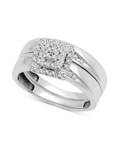 Diamond Square Cluster Bridal Set (1/4 ct. t.w.) in 14k White Gold