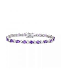 Amethyst (6-7/8 ct. t.w.) & Lab-Created White Sapphire (2-1/2 ct. t.w.) Link Bracelet in Sterling Silver (Also in Blue Topaz, Peridot, Garnet, & Citrine)