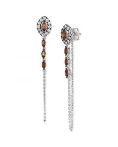 Chocolatier Chocolate Quartz (5/8 ct. t.w.) & Chocolate Diamonds (3/8 ct. t.w.) Linear Drop Earrings in 14k White Gold