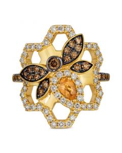 Cinnamon Citrine (1/6 ct. t.w.), Chocolate Diamonds (1/3 ct. t.w.) & Nude Diamonds (5/8 ct. t.w.) Statement Ring in 14k Yellow Gold