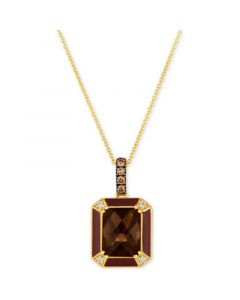 Chocolate Quartz (2-3/4 ct. t.w.), Chocolate Diamonds (1/10 ct. t.w.) & Nude Diamonds (1/20 ct. t.w.) Adjustable Pendant Necklace in 14k Gold, 18" + 2" extender