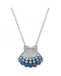 Multi-Sapphire (5/8 ct. t.w.) & Nude Diamond (1/20 ct. t.w.) Shell Pendant Necklace in 14k White Gold, 18" + 2" extender