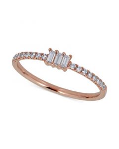 Diamond Three Stone Baguette Ring (1/4 ct. t.w.) in 14k Rose Gold