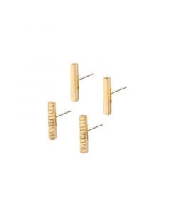 24K Gold-Plated Meta Bar Stud Earring 4 Piece Set