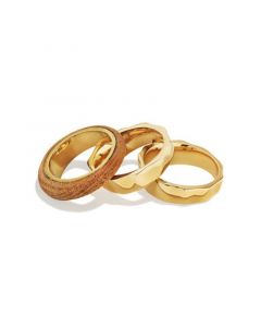 24K Gold-Plated Fuliwa Teak Stacking Rings