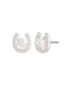 Cubic Zirconia Horseshoe Stud Earring in Sterling Silver