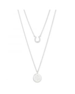 Cubic Zirconia Double Row Pendant Necklace in Sterling Silver