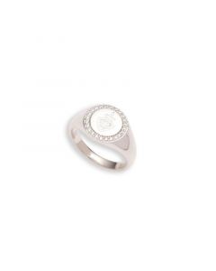 Cubic Zirconia Shield Ring in Sterling Silver