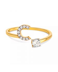 Cubic Zirconia Initial Wrap Ring in 18k Gold-Plated Sterling Silver, Created for Macy's