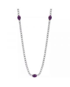 Amethyst (1-1/4 ct. t.w.) & Diamond (1-1/2 ct. t.w.) 18" Tennis Bracelet in Sterling Silver (Also in Blue Topaz, Garnet, & Citrine)