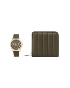 Women's Analog Green Polyurethane Strap Watch, 40mm and Wallet Gift Set