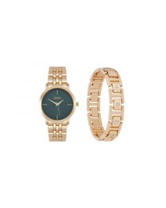 Men's Analog Gold-Tone Metal Alloy Bracelet Watch, 42mm and Bracelet Set