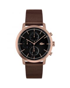 Men's Replay Brown Leather Strap Watch 44 mm