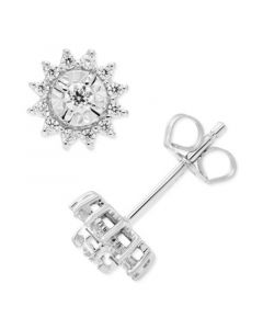 Diamond Starburst Halo Stud Earrings (1/4 ct. t.w.) in 14k White Gold