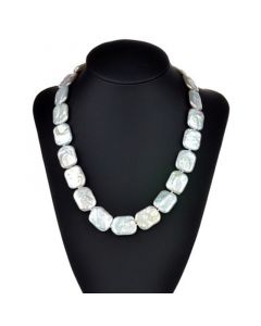 Rectangular Freshwater Pearl (8-9mm) Statement Necklace, 18" + 2" extender