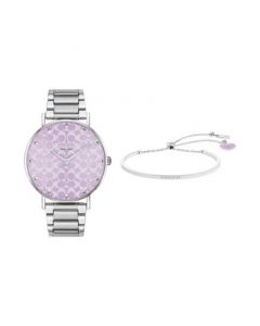 Women's Perry Quartz Silver-Tone Stainless Steel Watch and Bracelet Gift Set 36mm