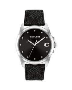 Women's Greyson Quartz Black Leather Strap Watch 36mm