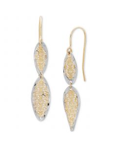 Textured Openwork Two-Tone Double Drop Earrings in 10k Gold, Created for Macy's