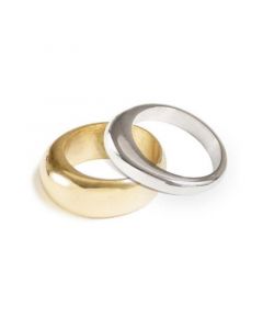 24K Gold-Plated Organic Mixed Metal Stacking Rings 2 Piece Set