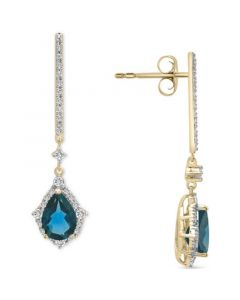 London Blue Topaz (1-3/4) & Diamond (1/4 ct. t.w.) Drop Earrings in 14k Gold