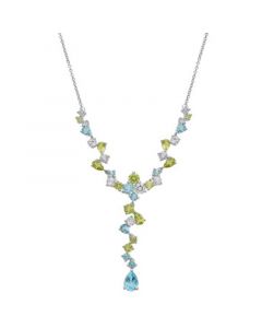 Peridot (2-1/10 ct. t.w.), Blue Topaz (2-1/2 ct. t.w.) & White Topaz (1-1/4) Lariat Necklace in Sterling Silver, 17"