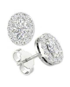 Diamond Oval Halo Stud Earrings (3/4 ct. t.w.) in 14k White Gold