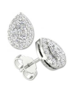 Diamond Pear-Cut Halo Stud Earrings (3/4 ct. t.w.) in 14k White Gold