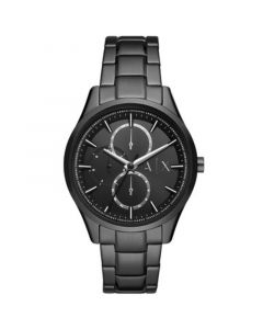 Men's Multifunction Black Stainless Steel Bracelet Watch, 42mm