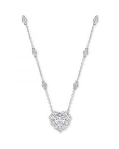 Moissanite Heart Halo Pendant Necklace (2 ct. t.w.) in Sterling Silver, 18" + 2" extender