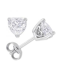 Moissanite Heart-Shape Stud Earrings (1-1/2 ct. t.w.) in Sterling Silver