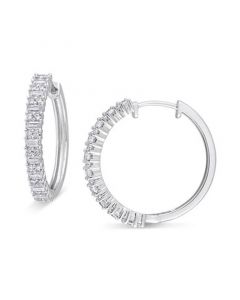 Moissanite Small Hoop Earrings (3/4 ct. t.w.) in Sterling Silver, 1"