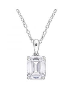 Moissanite Baguette Solitaire 18" Pendant Necklace (2-1/2 ct. t.w.) in Sterling Silver