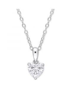 Moissanite Heart Solitaire 18" Pendant Necklace (3/4 ct. t.w.) in Sterling Silver