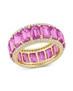 Pink Sapphire (11-7/8 ct. t.w.) & Diamond (5/8 ct. t.w.) Eternity Band in 14k Gold