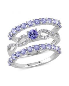 3-Pc. Set Tanzanite (2 ct. t.w.) & Diamond (1/10 ct. t.w.) Stack Rings in Sterling Silver