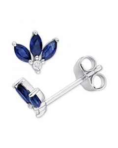 Sapphire (5/8 ct. t.w.) & Diamond Accent Stud Earrings in 10k White Gold