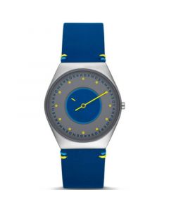 Men's Grenen Solar Halo Ocean Blue Leather Watch, 37mm