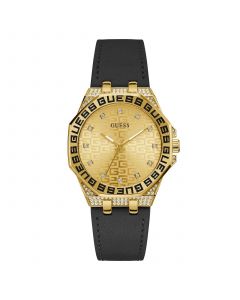 Women's Analog Black Leather Watch 38mm