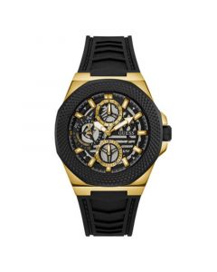 Men's Multifunction Black Silicone Watch 44mm