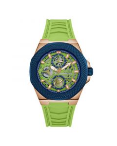 Men's Multifunction Lime Green Silicone Watch 44mm