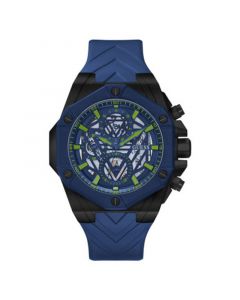 Men's Multifunction Blue Silicone Watch 47mm