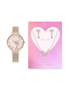 Women's Rose Gold-Tone Mesh Bracelet Watch 34mm Gift Set