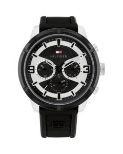 Men's Multifunction Black Silicone Strap Watch 50mm