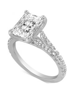 Certified Lab Grown Diamond Emerald-Cut Center Split Shank Engagement Ring (3-3/8 ct. t.w.) in 14k Gold