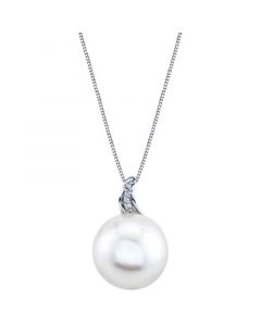 Cultured Freshwater Pearl (14mm) & Diamond Accent 18" Pendant Necklace in 10k White Gold